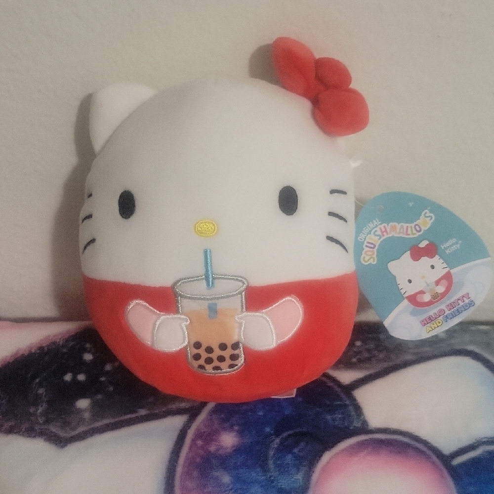 Hello Kitty Squishmallow Plush with Red Bow